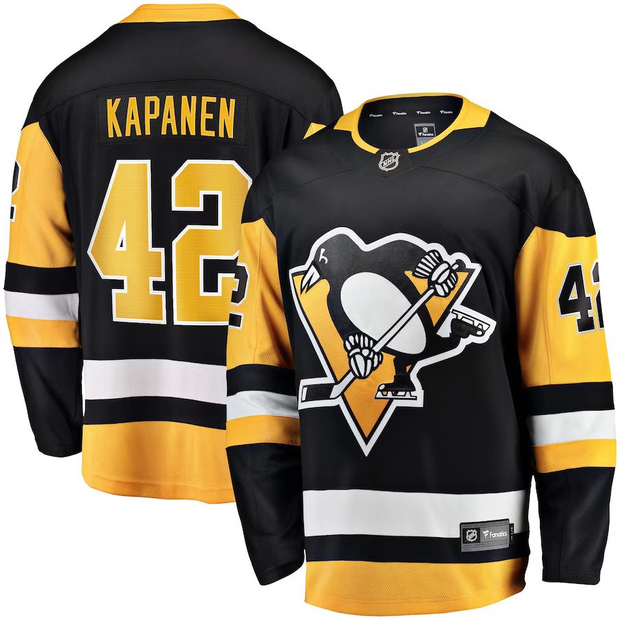 Men Pittsburgh Penguins #42 Kasperi Kapanen Fanatics Branded Black Home Breakaway NHL Jersey